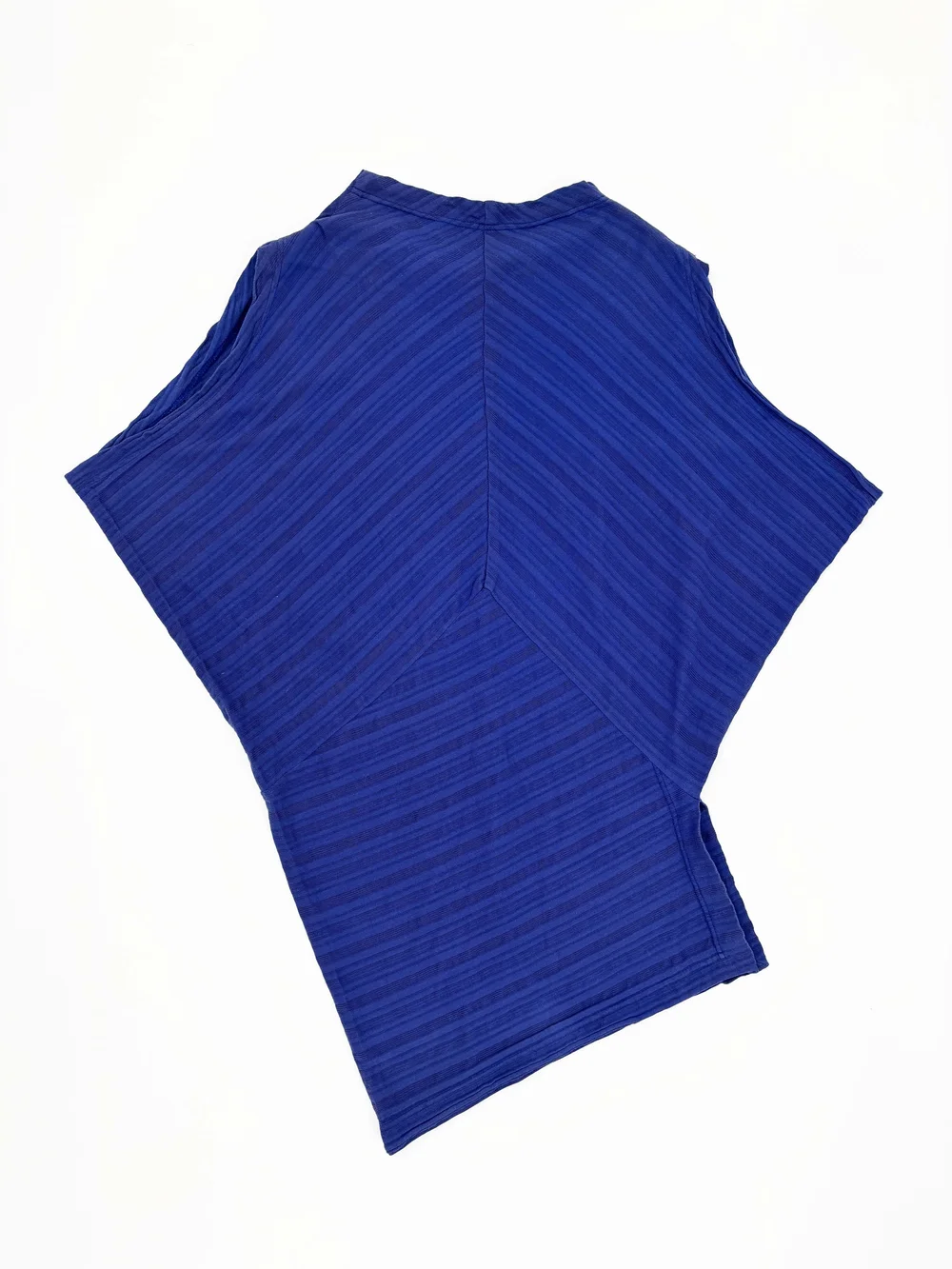 Issey Miyake 80s blue asymmetrical knit top — JAMES VELORIA